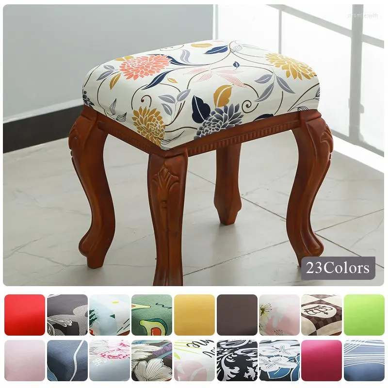 Stol t￤cker fyrkantig s￤te t￤cke elastisk pall dressing stretch slipcover skydds avl￤gsnande tryckt tryckt