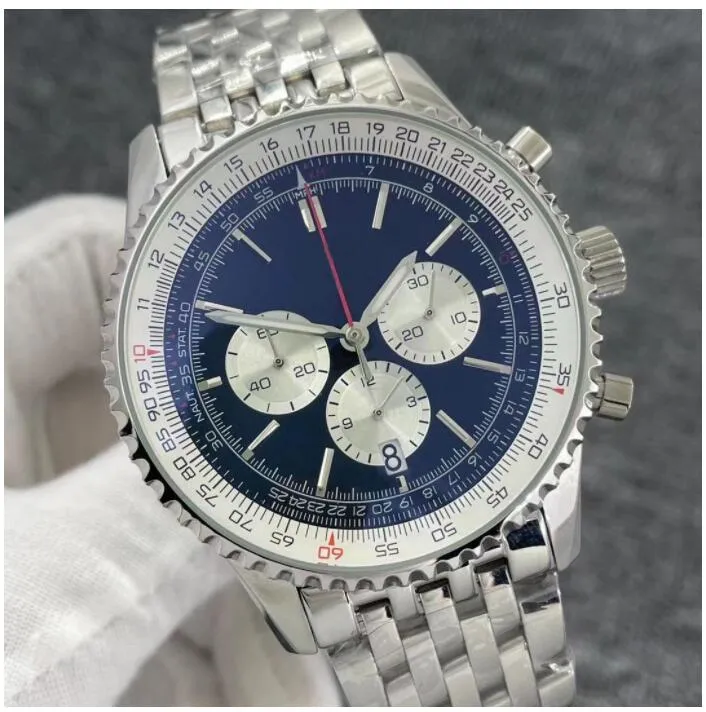 B01 46mm Yeni Kalite Navitimer İzle Kronograf Kuvars Hareket Çelik Sınırlı Siyah Kadran 50. Yıldönümü Erkekleri Paslanmaz kayış erkek kol saatlerini izle