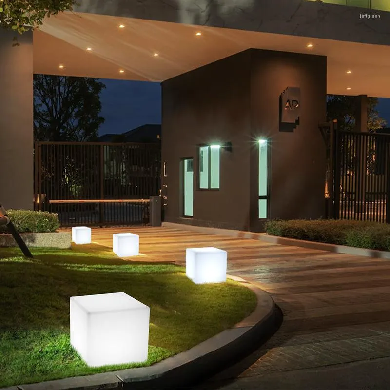 Cube Lamp Outdoor Lawn Indoor Floor Garden Glowing Remote Control Home Party Dining Table Decoration