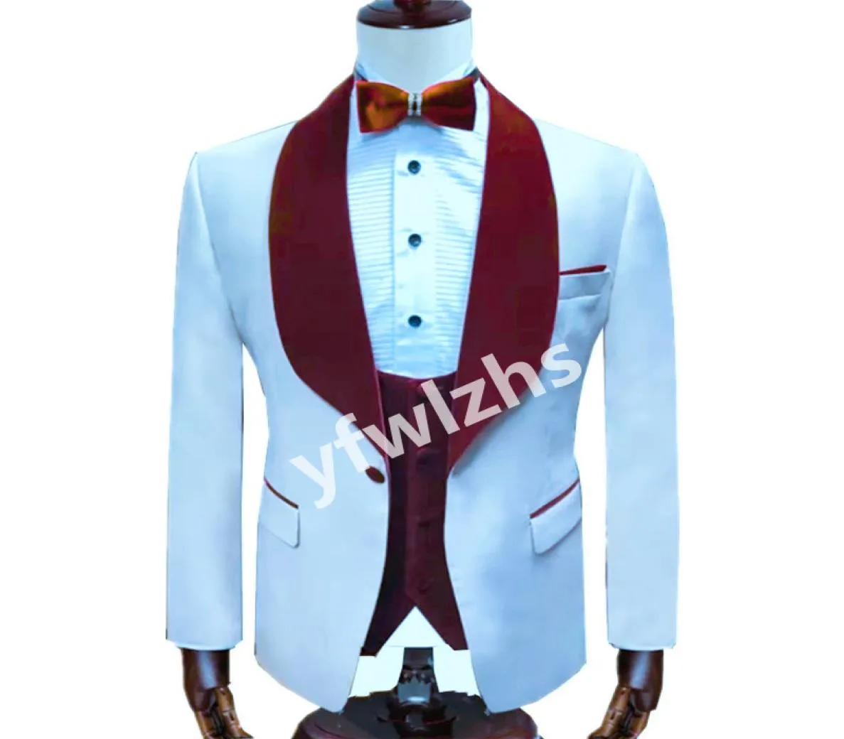 Custommade One Button Men Suits Shawl Lapel Groomsmen Groom Tuxedos WeddingPromdinner Man Blazer Pants Kamizel