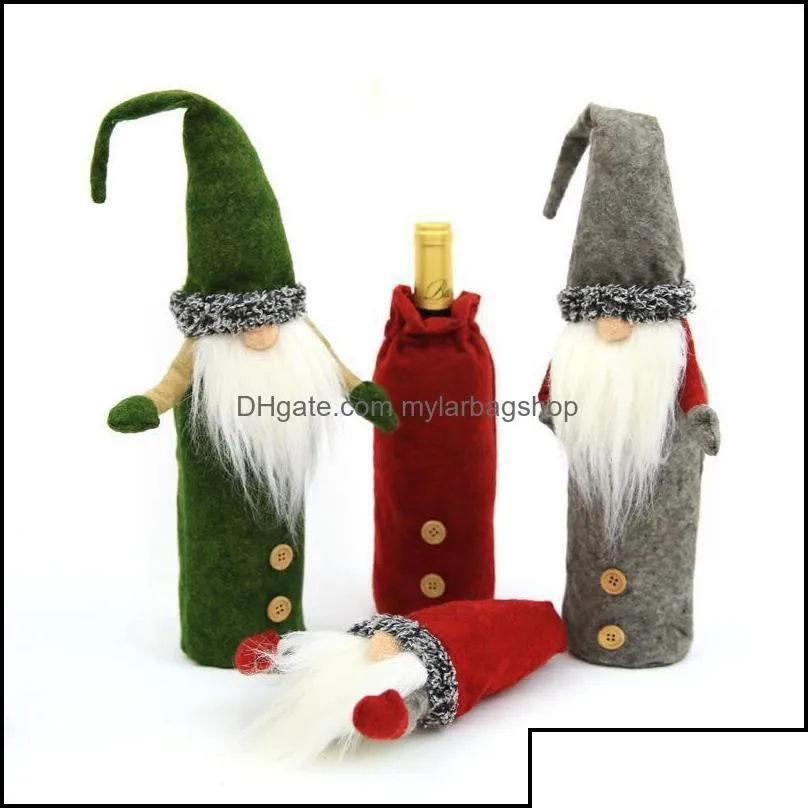 Decorações de Natal Decorações de Natal Gnomos Vinho Garrafa Er Handmade Swedish Tomte Papai Noel Toppers Bags Holiday Home Drop Dhues