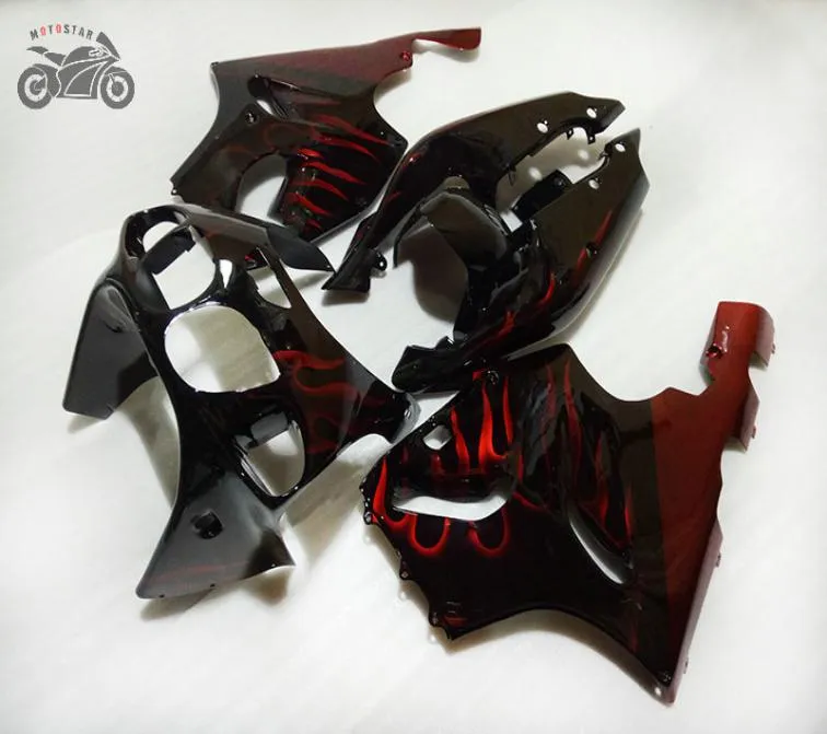 Motorcykel kinesisk mairing kit för kawasaki ninja zx7r 96 97 98 99 0003 zx7r 19962003 röda lågor abs plastmässor set7909565