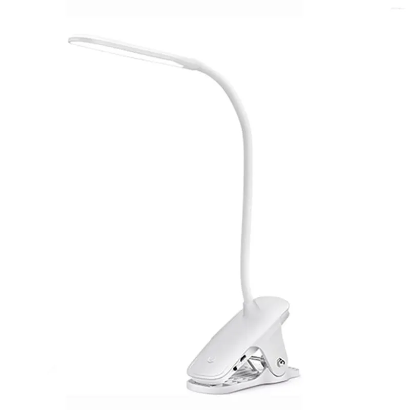 Tafellampen LED -leeslicht met clip 12leds Oplaadbare bureau flexibele nekaanraakbediening bedbedekking bedlamp 3 kleur x helderheid