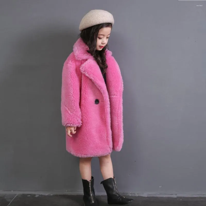 Set di abbigliamento 2022 Inverno Moda Ragazze Cappotto di pelliccia sintetica Teddy Bear Giacche e cappotti lunghi Addensare Parka caldo Capispalla per bambini Abbigliamento D73