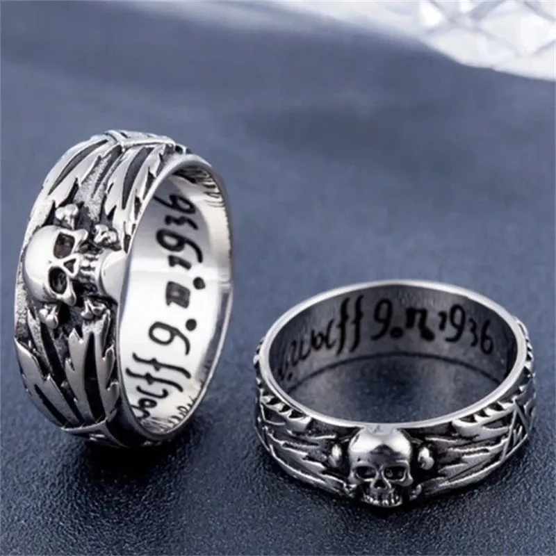 Silver Skull Men's Ring Gothic Demon Head Fashion Accessories