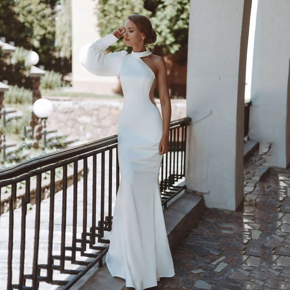 slim fit dress slacks Designer White Lace Keyhole Back Mermaid Crepe Fall Wedding Dress