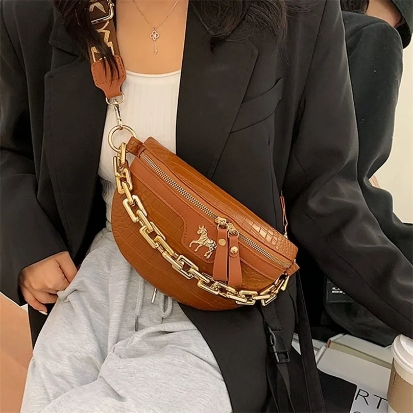 Поясная сумка с цепочкой, женская кожаная поясная сумка, люксовый бренд, нагрудный мини-женский ремень, модная женская сумка через плечо 220621