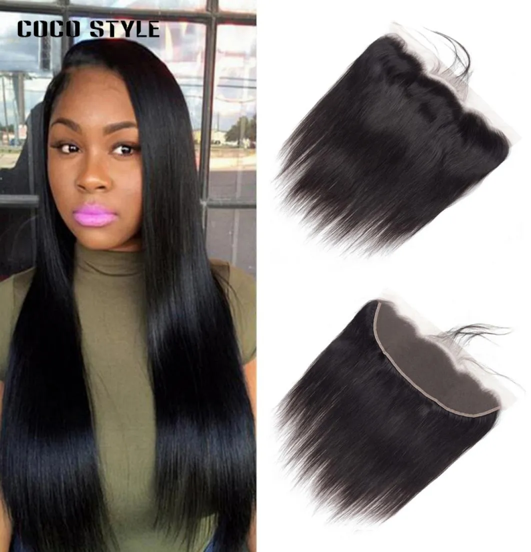 Lace Frontal Closure Pre Plucked With Baby Hair 13039039x4 Swiss Lace Hand Tied 100 Human Hair 1 Piece Remy Straight Hair