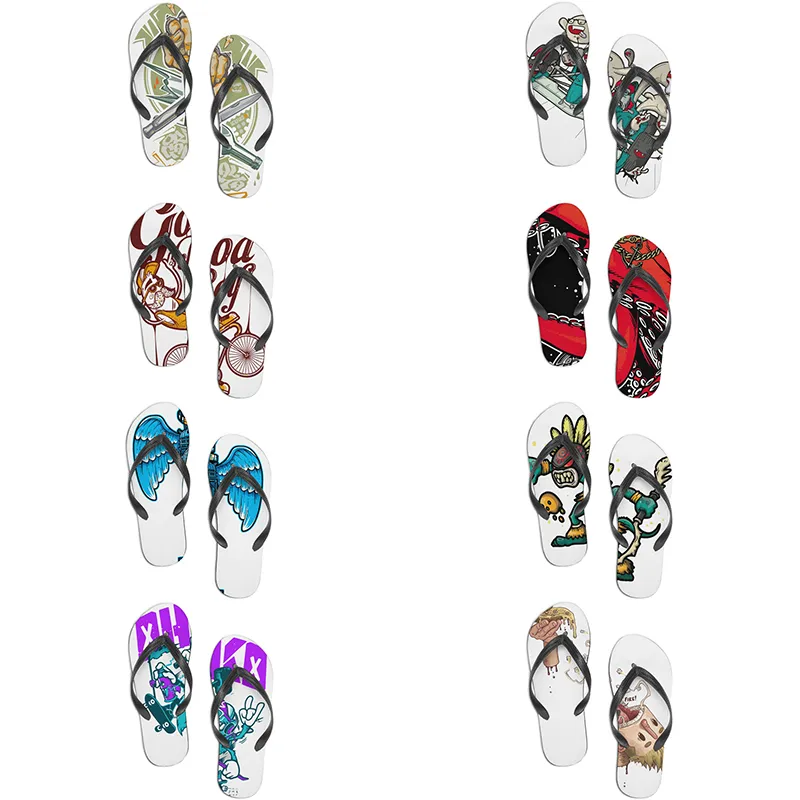 Aangepaste schoenen slippers ontwerper flip flop diy patroon accepteren om multicolor witte zwart blauwe mode comfortabele sandalen aan te passen