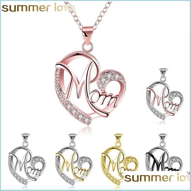 Pendentif Colliers Mode Coeur Forme Lettre Maman Pendentif Colliers Haute Qualité Mères Anniversaire Bijoux Meilleur Cadeau Pour Mère Drop D Dhxix