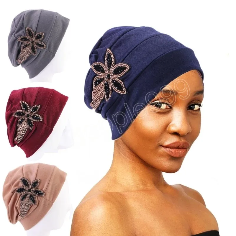 Nuovi gioielli Turbante musulmano per le donne Cappello indiano africano Berretti con fascia elastica vintage Copricapo Cappellino chemio per il cancro