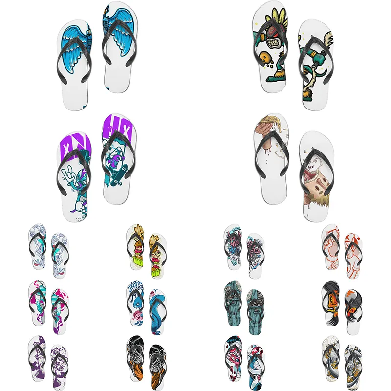 Custom shoes slippers flip flop DIY pattern Support to customization design multicolor white black purple fashion comfortable sandals