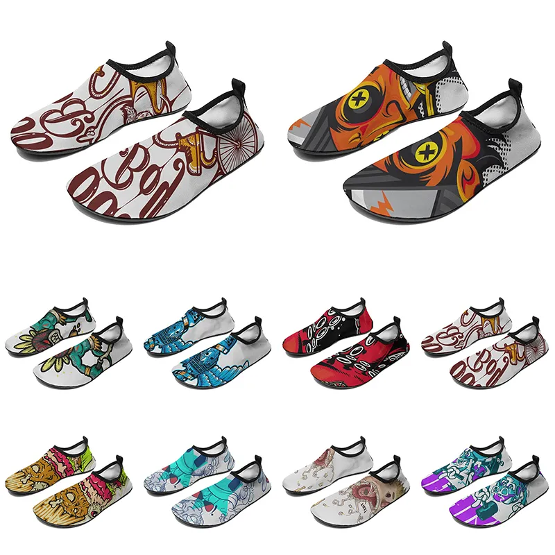 Alftery Men Mulher Water Shoes Water Cartoon Animal Design Diy Palavra Preto Branco Azul Vermelho Treinador masculino 237