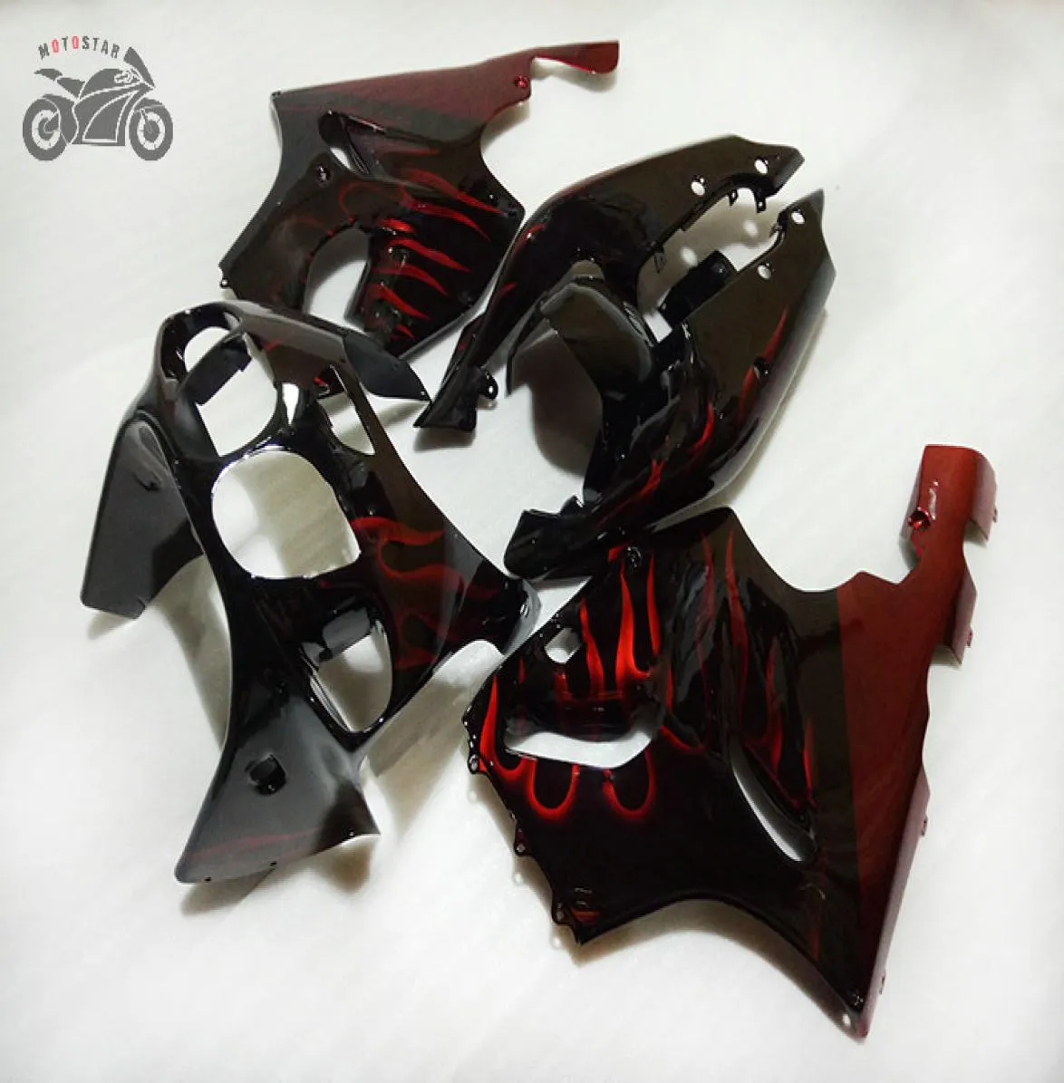 Motorcykel kinesisk mairing kit för kawasaki ninja zx7r 96 97 98 99 0003 zx7r 19962003 röda lågor abs plastmässor set1003007