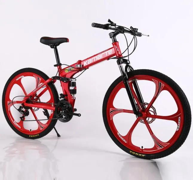 yya wear26 pulgadas bicicleta de monta￱a plegable 21 velocidad frenos de disco doble bicicleta 6 rueda de cuchillo y 3 cuchillos bicicleta de monta￱a