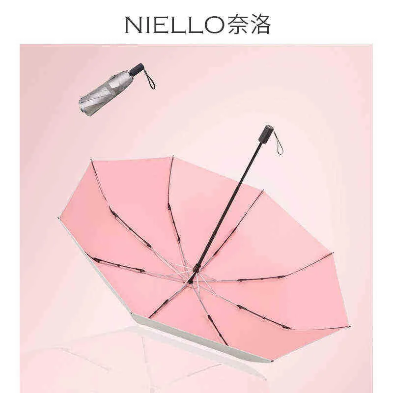 Niello Double Titanium Silver Umbrella 3 Fold Vinyl Rafforza la protezione solare e la pioggia all'aperto J220722