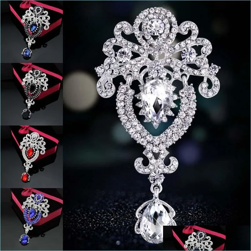 Szpilki broszki diamony kryształowe korona broszki piny cor szalik klipy zaręczynowe broszka ślubna dla kobiet mężczyzn mody biżuterii deliv dhxln