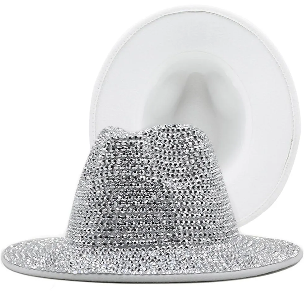 Lüks elmas kova şapkası kadın adam rhinestone fedora şapkaları kadınlar için erkekler sunhat sunhats kız parti gece performans kapağı bling fisherma240h