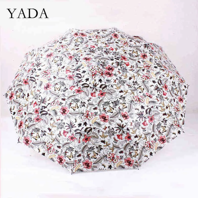 Yada 2020 Colorful Flower Pattern 10 Bones Automatic Umbrella Women Rainproof Rain Sun Light YD200266 J220722