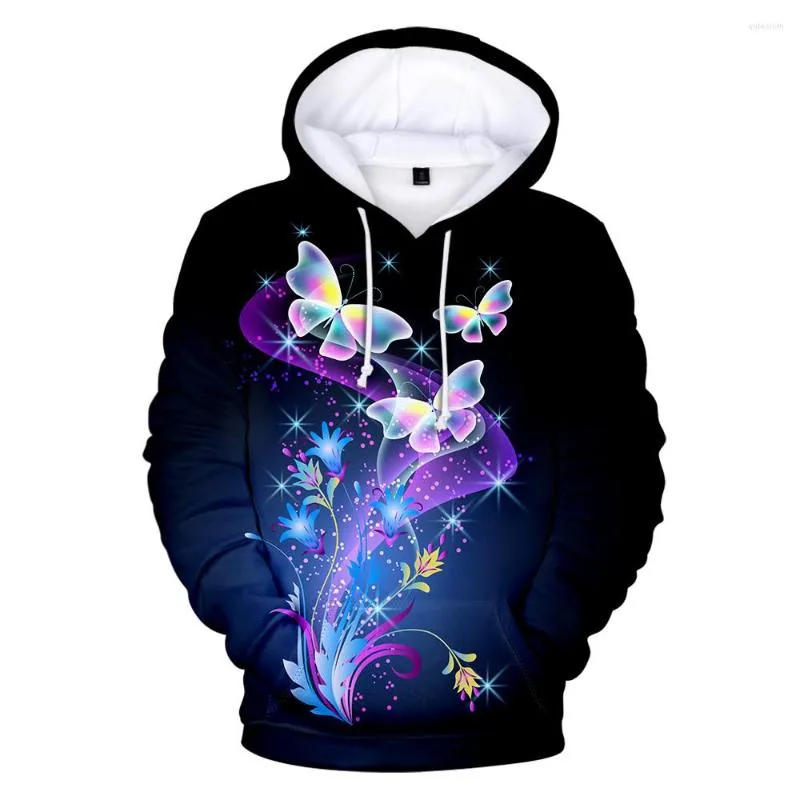 Moletons masculinos lindos moletom de borboleta masculino Mulheres 3d moda cool tops streetwear kids sweetshirts