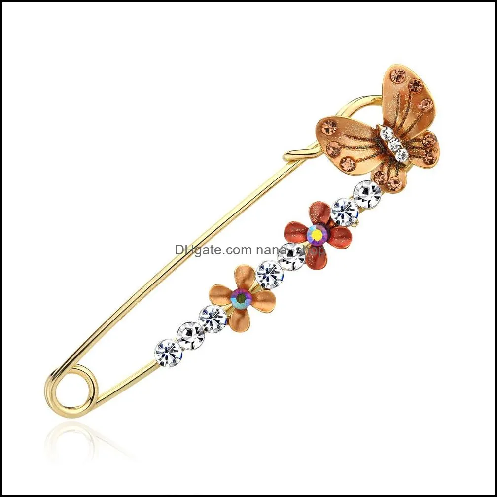 Spille Spilla Farfalla di cristallo Spilla Pin Risvolto Fiore Diamante Cor Scialle Fibbia Sciarpa per le donne Gioielli di moda Consegna di goccia Dhvmd