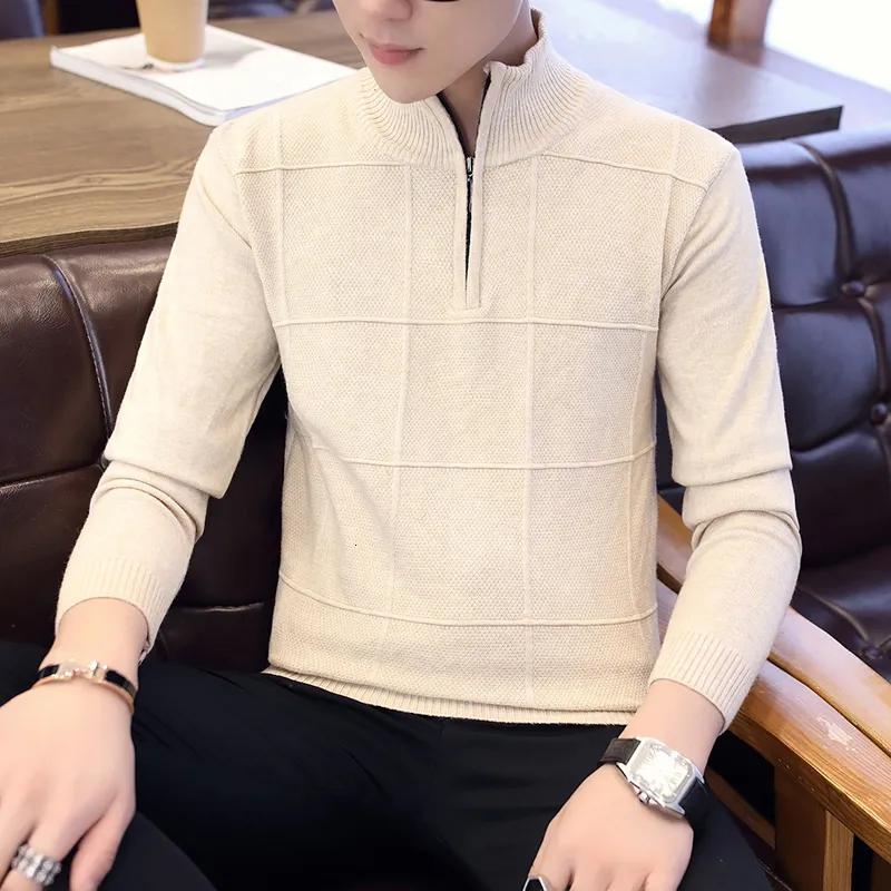 Gilet da uomo Slim Casual lavorato a maglia caldo pullover lavorato a maglia dolcevita maglione pullover colletto alla coreana cerniera moda versione coreana 221119