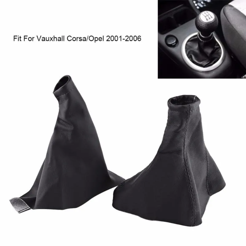 Accessoires intérieurs 2 pièces voiture levier de vitesse guêtre botte PU cuir cache-poussière pour Vauxhall 01-06 Corsa B 93-00