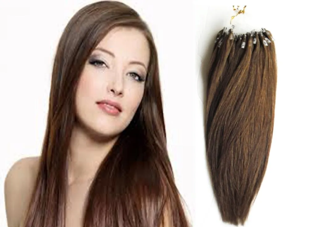 6 Extens￵es de cabelo micro -anel marrom m￩dio 100g 1gs Micro Bead Hair Extensions 100s Aplique extens￵es de cabelo micro -link naturais Huma6024887