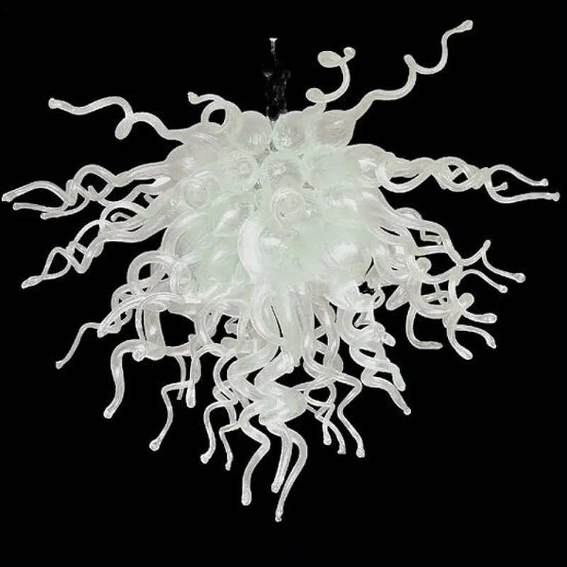 Moderne Pendelleuchten, weiße Farbe, 81,3 x 101,6 cm, mundgeblasenes Glas, Kronleuchter, Hängeleuchte, Kunsthandwerk, Kristall-Kronleuchter, LED-Beleuchtung, LR1144