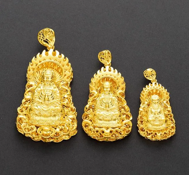 Vintage 18K Yellow Gold Filled Buddha Pendant Buddhist Beliefs Necklace For Womens Mens Classic Jewelry7013329