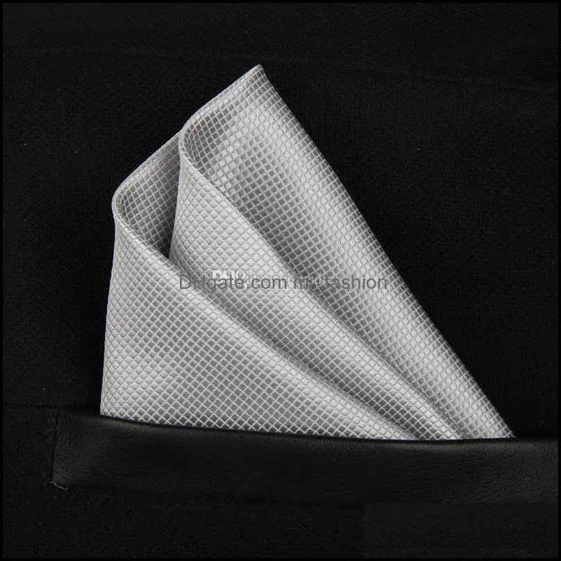 Cravat katı parlak fl kare kerchief mendil taklit taklit ipek beyefendi hanky düğün damat moda aksesuarları için kravat dhqfv