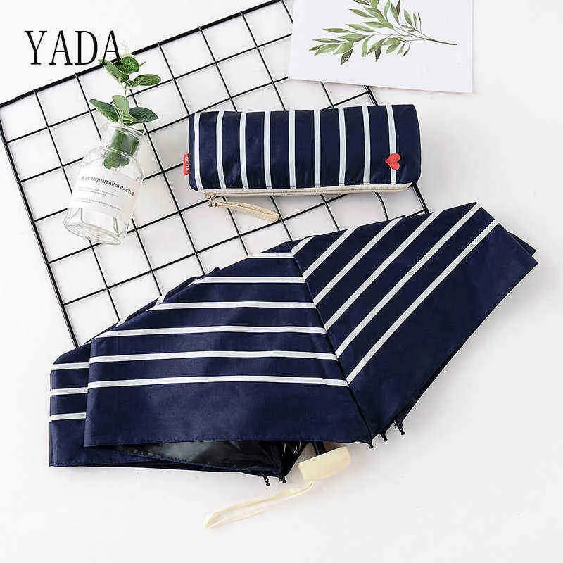Yada Fashion in HeartsTripe Paraply Rainy Pocket Light 4 Foldbar For Women Anti Mini Manual YS200022 J220722