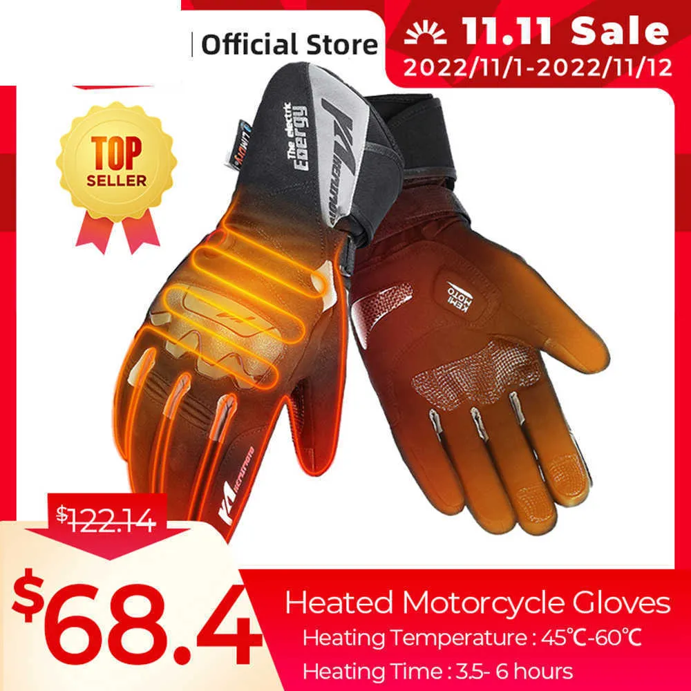 Heated Motorcycle Gloves Winter Warm Motorcycle Moto Heated Gloves Waterproof Rechargeable Heating Thermal Gloves For Snowmobile