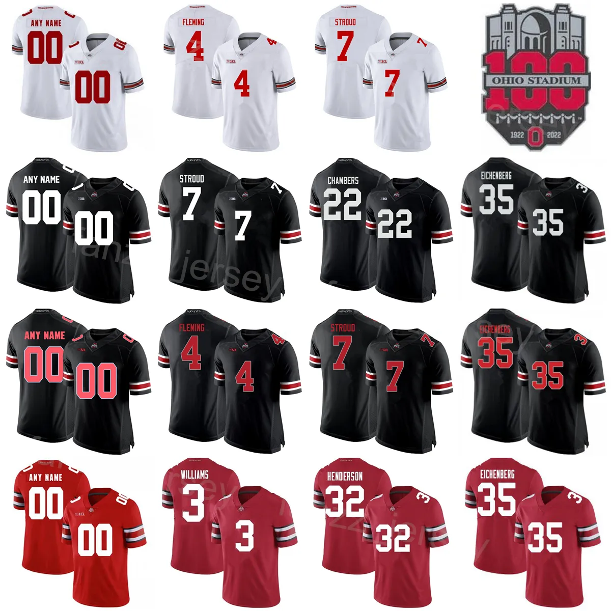 NCAA 100th Ohio State Buckeyes Football College 8 Cade Stover Jerseys Lathan Ransom Ronnie Hickman Cody Simon Pete Werner Jaxon Smith-Njigba Dallan Hayden Man Woman