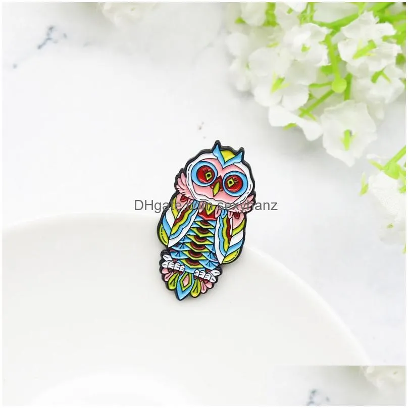 Pins broches colorf insecten beeldbroches voor vrouwelijke fantasiepinnen set 9pcs glazuur legering cartoon dieren dragonfly uil Parrot Slak w dhvrb