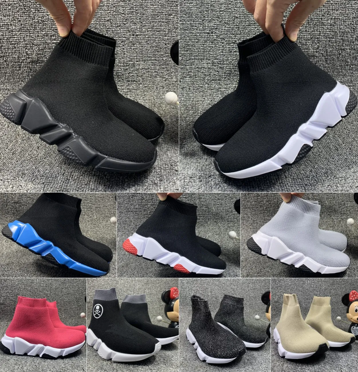 Sapatos infantis Speed ​​Sneaker Designer High Black Trainers Girls meninos meninos garotos jovens bebês infantis de velocidade Speed ​​Sock Shoe Running Athletics