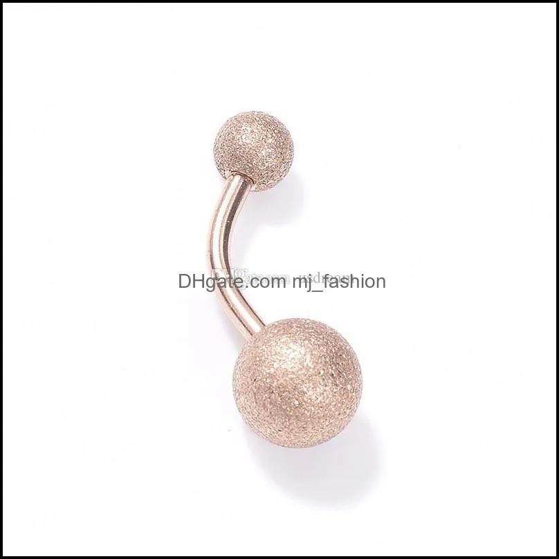 Navel Bell Button Rings Stainless Steel Dl Polish Ball Belly Ring Sier Rose Gold Allergy Navel Bell Button Rings For Women Fashion Dh02A