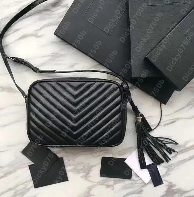 Lou torba na aparat czarna torebka luksusowe torby od projektantów sac prawdziwa skóra jagnięca damska torba na ramię sacoche messenger Satchel lady vintage design fashion tassel Zig Zag