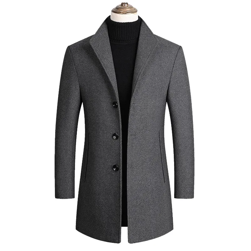 Men's Wool Blends Hommes mélanges de laine manteaux automne hiver couleur unie haute qualité hommes laine veste luxueux coupe ajustée manteau marque vêtements 221119