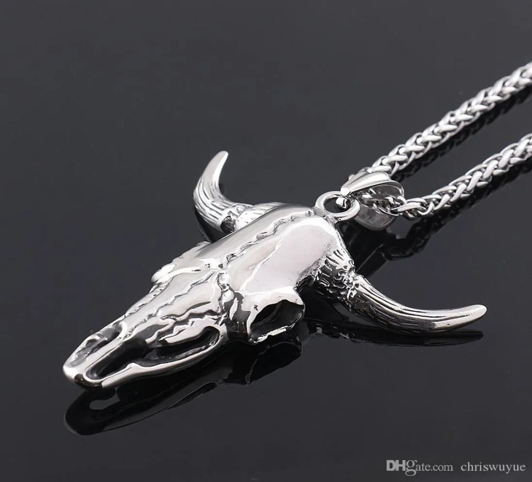 silver bull head pendant stainless steel jewelry Cow head Necklaces for Men Jewelry MP962337296