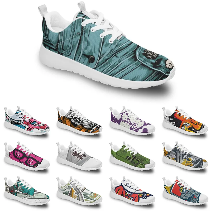 Tran diy aangepaste hardloopschoenen vrouwen mannen trendy trainer outdoor sneakers zwarte witte mode heren geel ademende casual sportvuur-rode stijl mnh9067