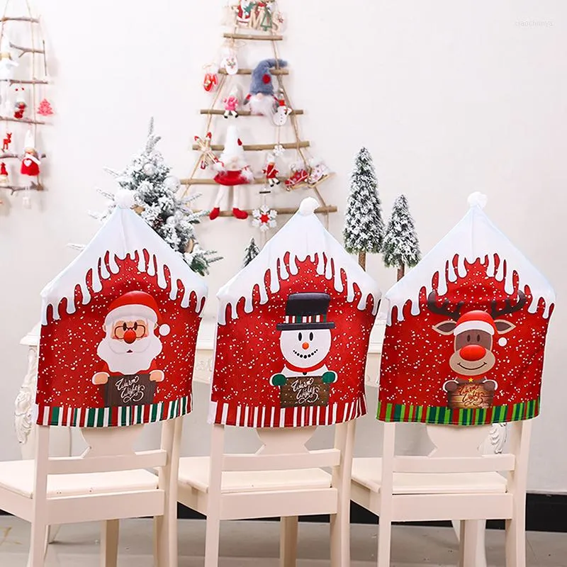 Stuhlhussen Jahr Santa Claus Hut Abdeckung Weihnachtsdekorationen für Zuhause Tisch Ornamente Navidad Noel Weihnachtsgeschenke