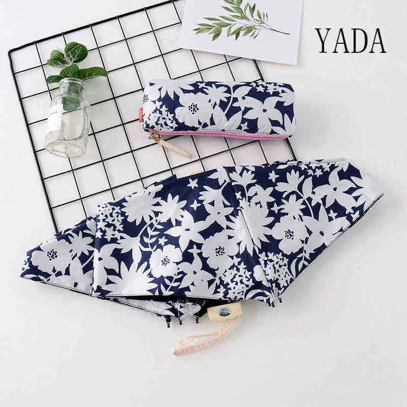 Yada Japanese Style Plant Flower Paraply Rain Light 4 Folding Fick för Women Anti Mini Manual YS200027 J220722