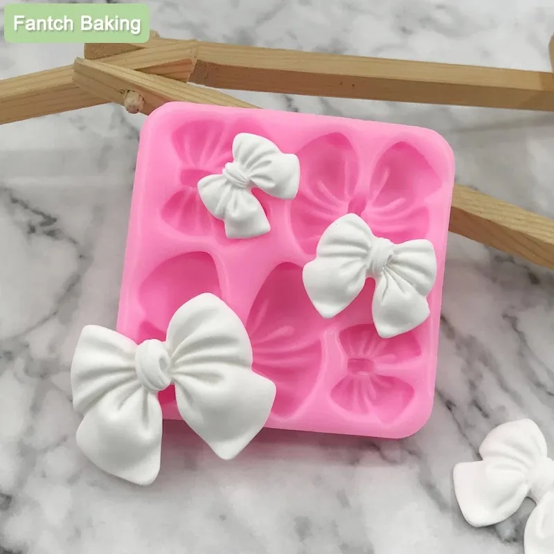 Cute Bow Knot Drip Glue Silicone Mold Handmade Candy Fondant Gum Paste Cake Decor Resin Art Craft Baking Accessories MJ1138