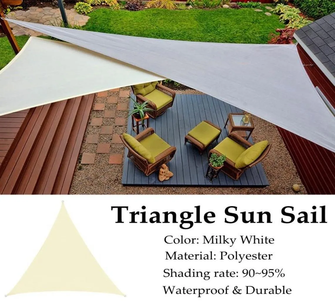 Skugga Milky Color Triangle Sun Sail Oxford Shading Rate 95 Waterproof Polyester Fabrics Outdoor Antiuv Cooling Garden Gazebo Awn