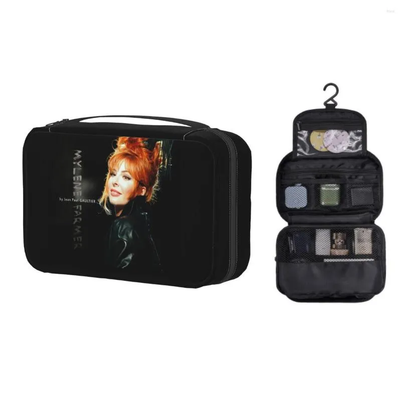 Cosmetic Bags Cute Mylene Farmer Travel Toiletry Bag For Women Hanging Makeup Dopp Kit