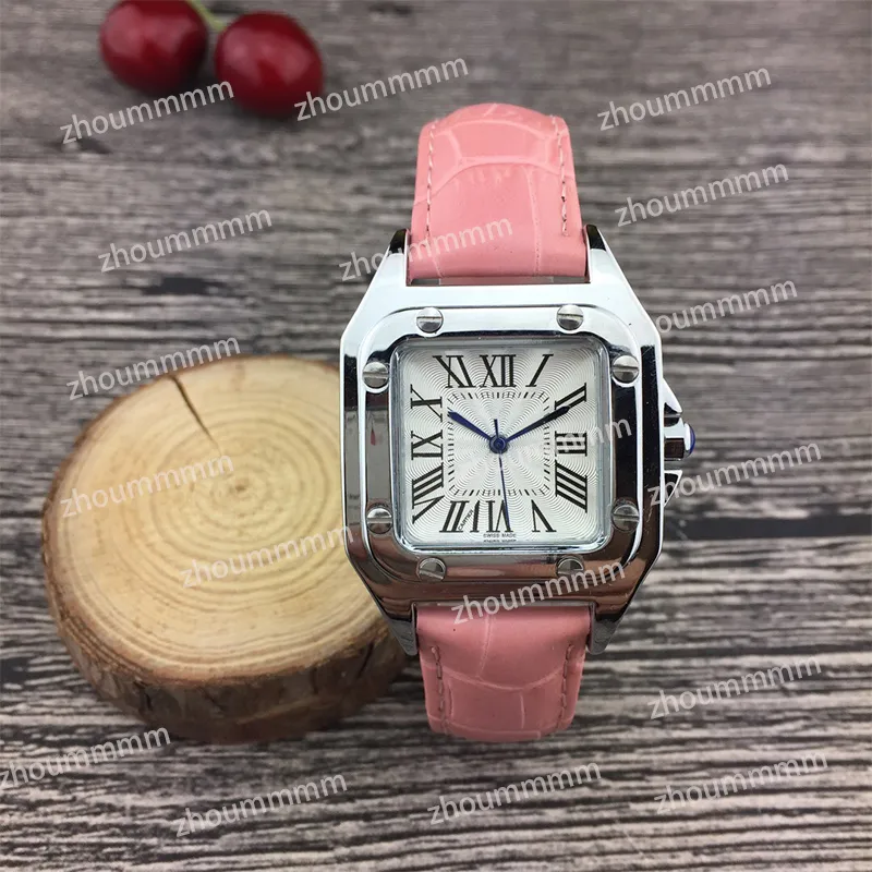 32mm Fashion Women's Watch Quartz Leather Silver Gold Dress Watch Ladies Square Tank rostfritt stålfodral Original Buckle Ana184f