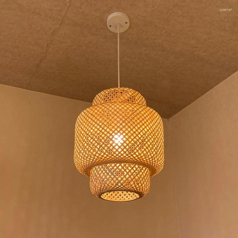 Hanglampen moderne hand geweven bamboe kunst kroonluchter lantaarn lamp rieten hangend licht voor eetkamer woonkamer slaapkamer café bar