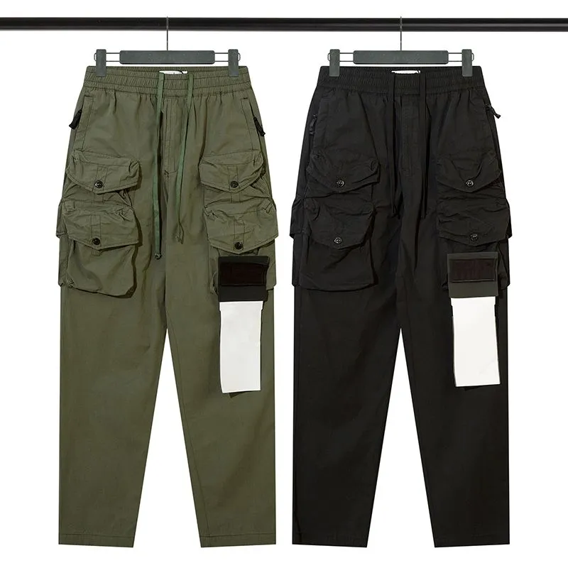 Pantalons pour hommes Designer Brand Mens Topstoney Casual Brodé Multi Pocket Salopette Pantalon Taille M-2XL
