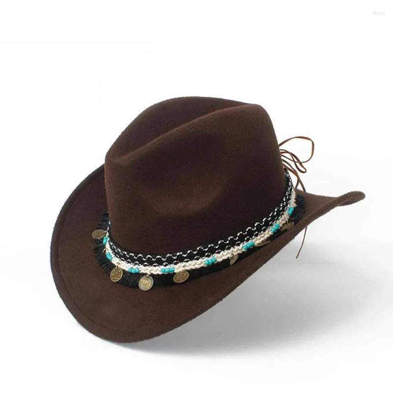 Boinas 2022 Moda Mulher Western Cowboy Hat Lady Fascinator Outblack Cowgirl Sombrero Hombre Jazz Cap